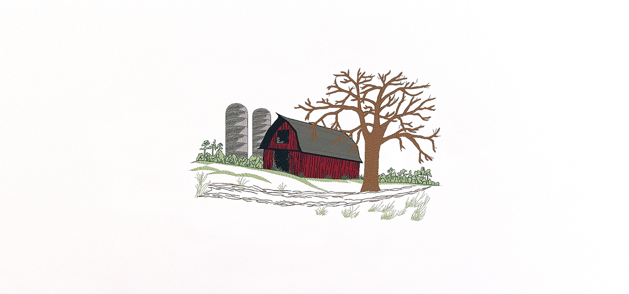90 5611 Barn Scene White